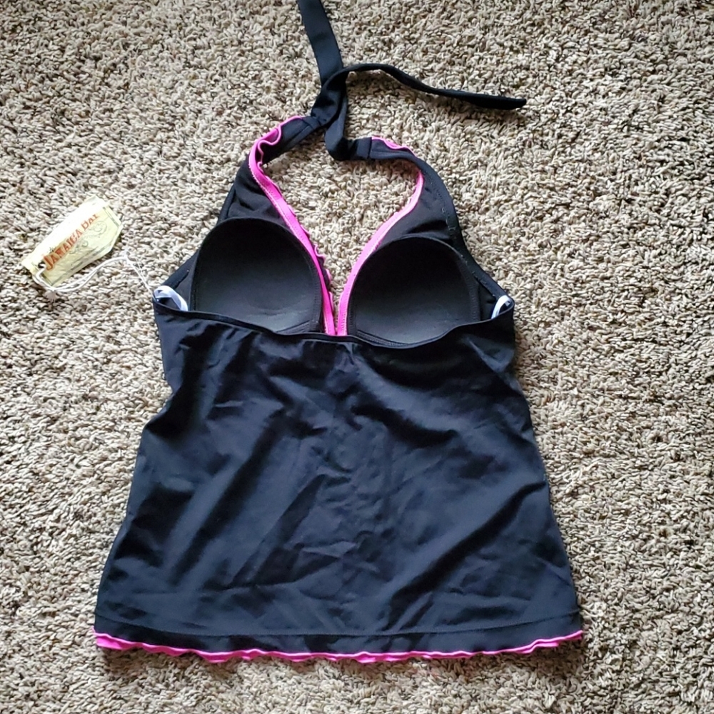 Black and Hot Pink Tankini Top - Picture 3 of 5